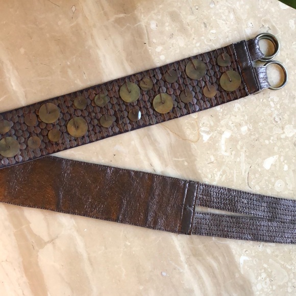 Ya-ya umber-brown belt with metallic discs - Picture 5 of 5